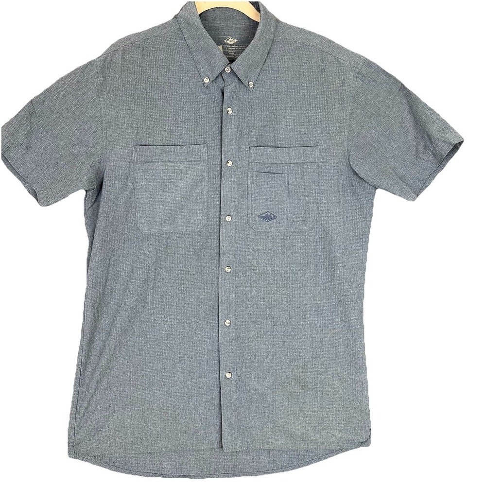 Mountain Designs  Shirt Size Small Gray/Blue Button Up Short Sleeve Lightweight